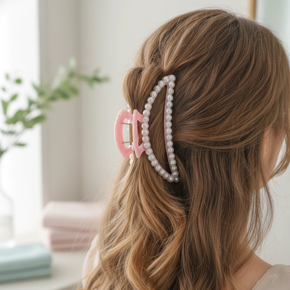 Large Faux Pearl Hair Claw in Multiple Color