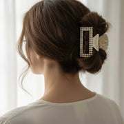 Large Faux Pearl Square Claw Clip for Elegance