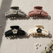 Neutral Chic Matte Flower Claw Clip Set for Everyday Updos | 9.5cm
