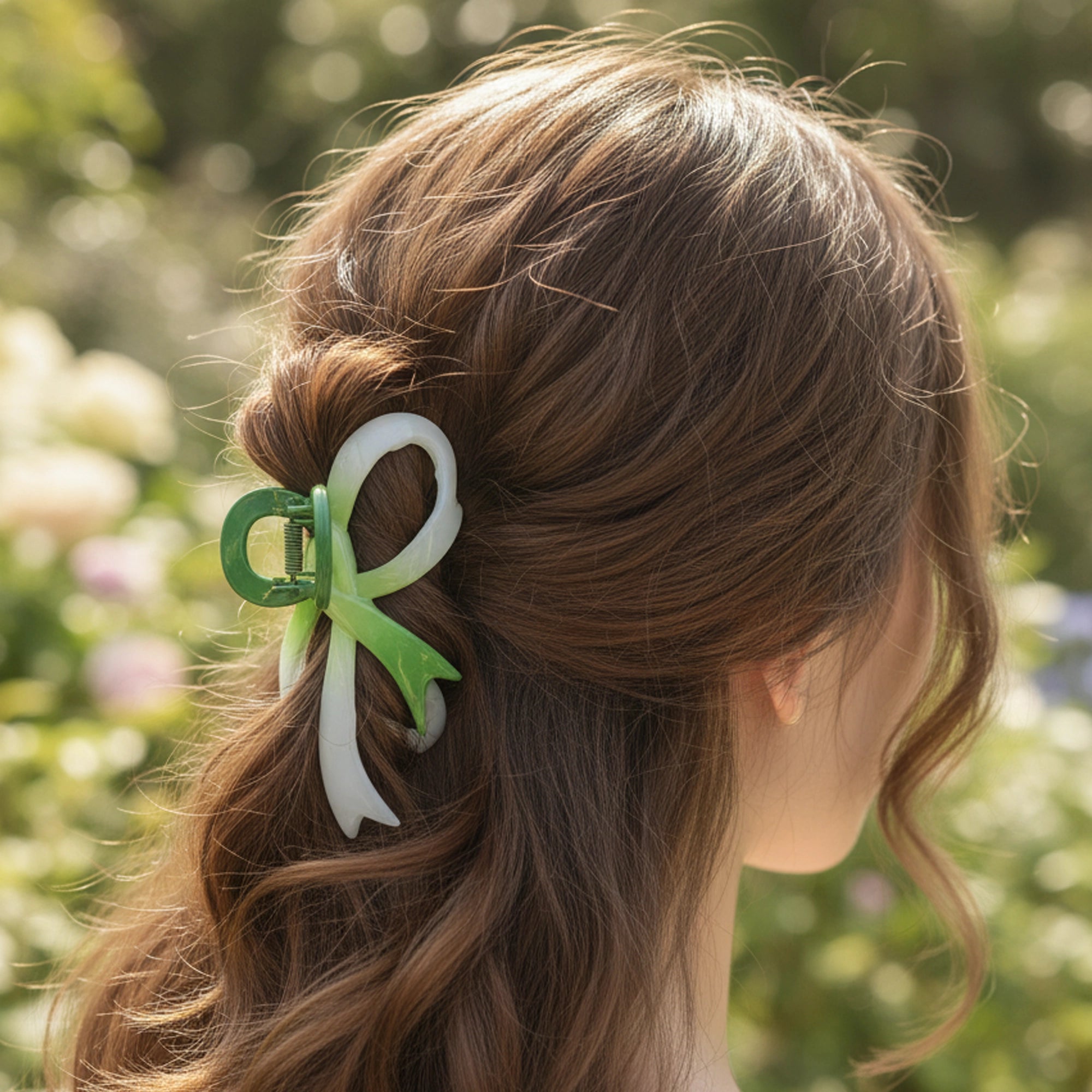Oversized Ribbon Hair Claw (13 cm) in Ombré Green  and more colors