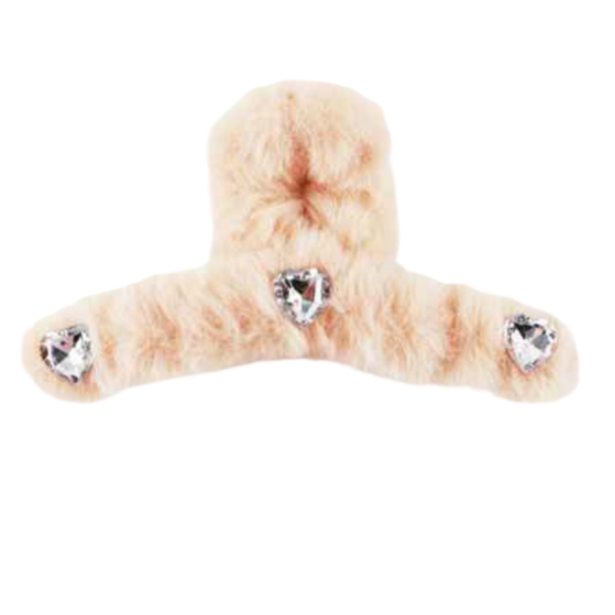 Soft Glam Pastel Plush Claw Clips with Rhinestone Sparkle Jumbo 12cm