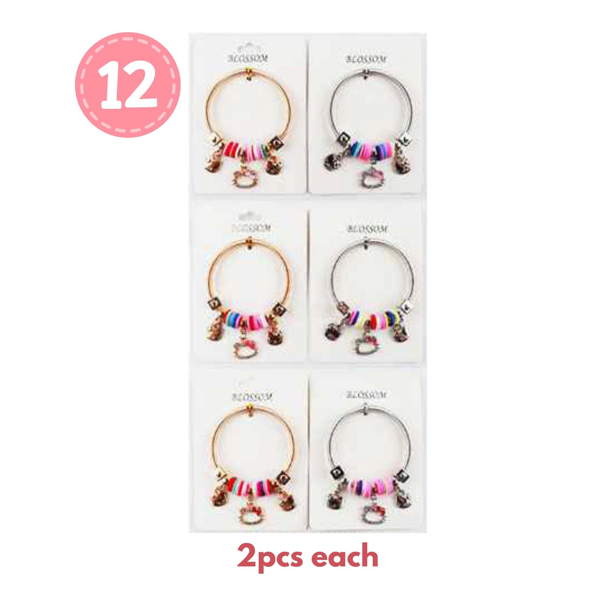 Kitty Charm Bangle with Colorful Beads Kawaii Style Bracelet Youth Fun