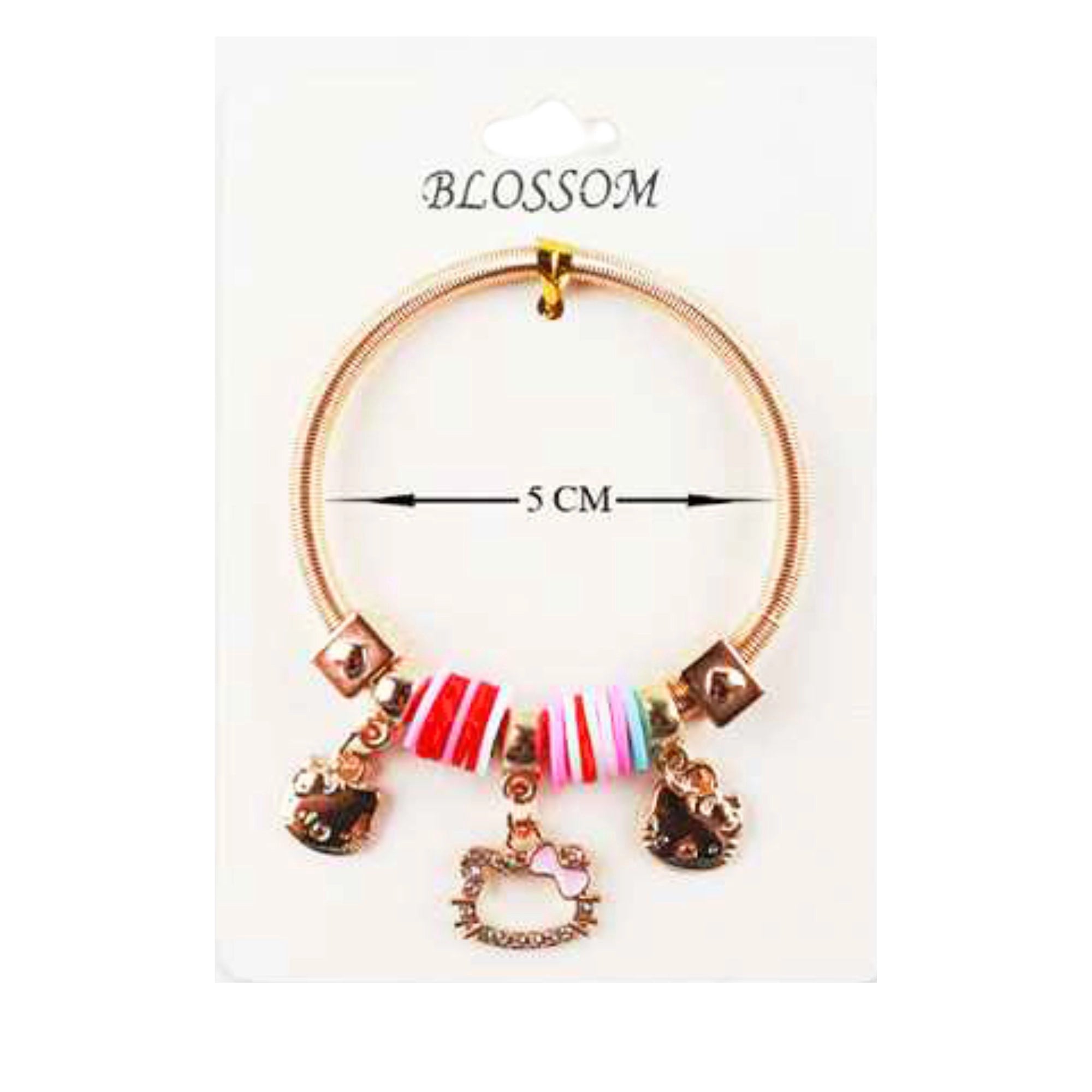 Kitty Charm Bangle with Colorful Beads Kawaii Style Bracelet Youth Fun