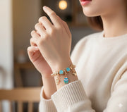 Charm Bracelet – Rose Gold & Silver Finish with Cupcake, Ice Cream, and Floral Charms (IKBR-191)