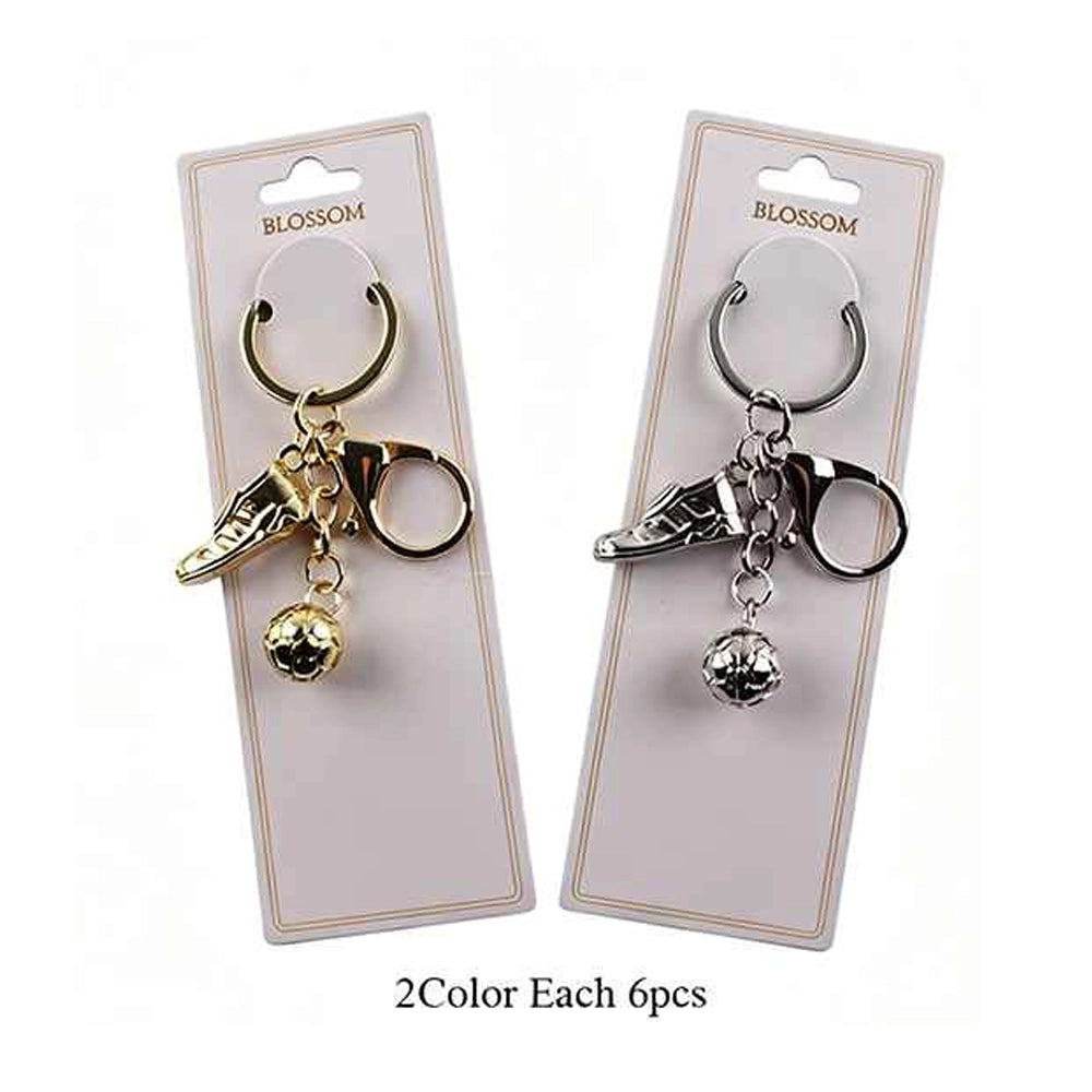 Soccer Keychain Bulk Pack (12-Piece) – Gold and Silver Football Cleat & Ball Keyring Set – Sports Theme Party Favors, Team Gifts, Backpack Charms by Blossom (IKC-1002)