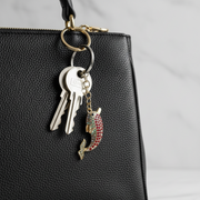 Rhinestone Dolphin Keychain Set – Sparkling Crystal Ocean Animal Key Ring with Lobster Clasp, 6-Pack Assorted Colors (Gold & Silver Tone) (IKC-1007)