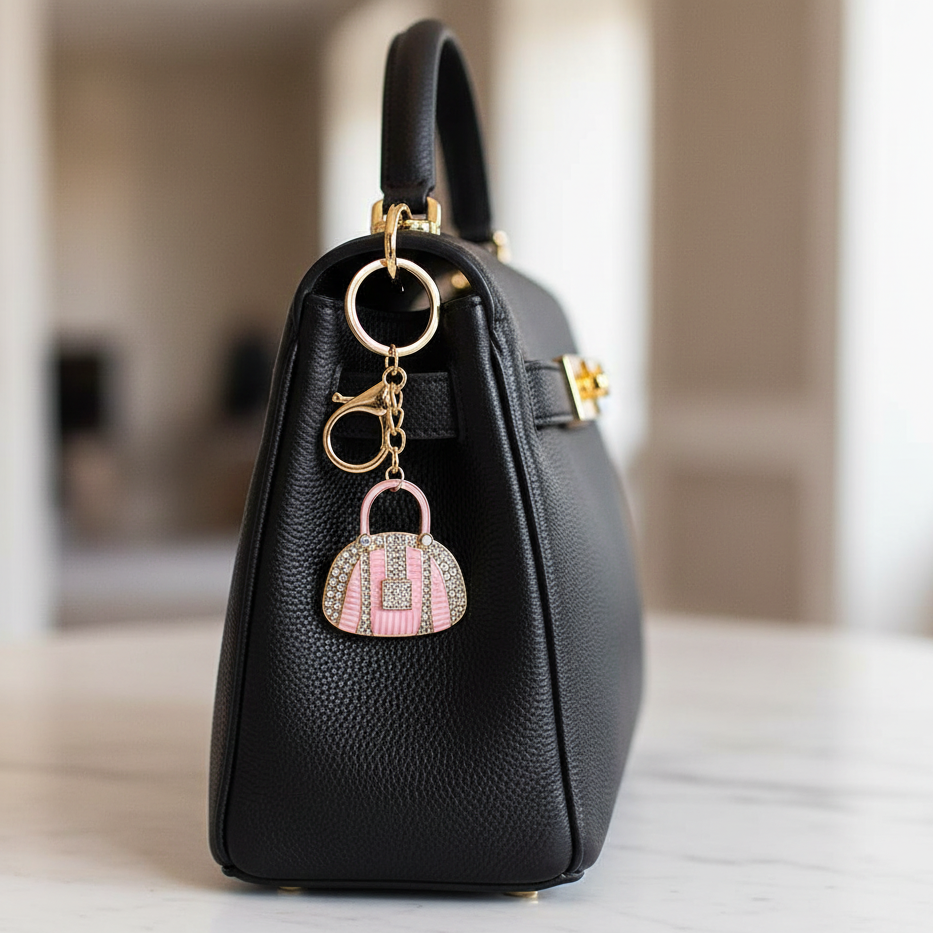 Rhinestone Handbag Keychain Bulk Pack – Sparkling Crystal Purse Charm & Key Ring Accessory (Gold & Silver Finish) (IKC-1012)