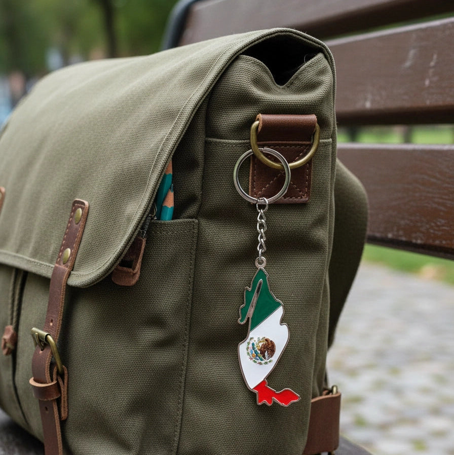 Mexico Flag Map Keychain | Premium Mexican Souvenir Key Ring