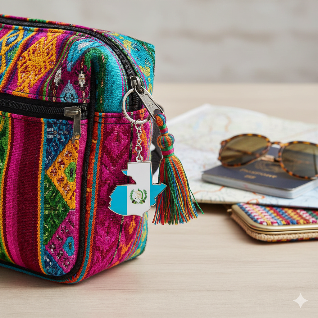 Guatemala Flag Map Keychain Souvenir