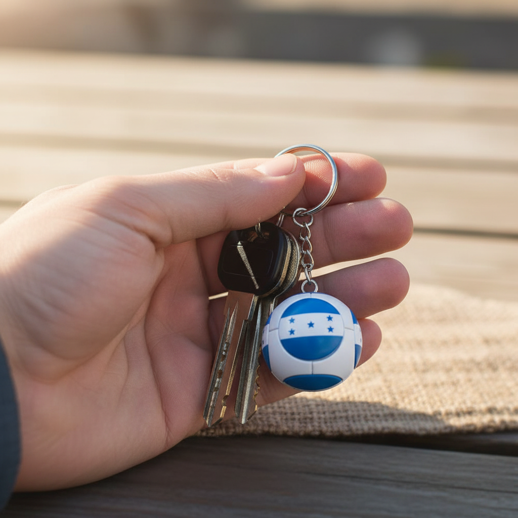 Honduras Flag Mini Soccer Ball Keychain (37mm)