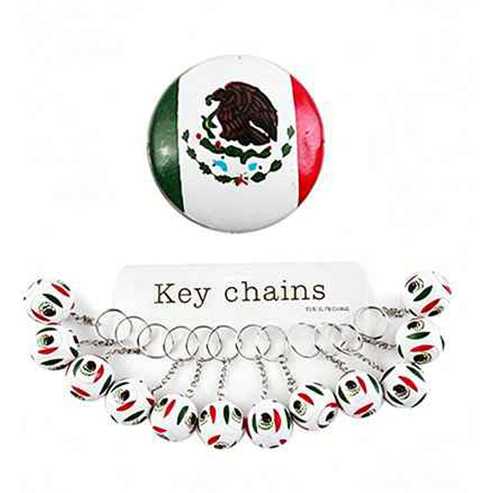 Mexico Flag Soccer Ball Keychain Set – Mexican Pride Football Keyring Party Favors, Souvenirs & Gifts, Green White Red Viva Mexico Car Key Accessories – 12 Pack (IKC-824MX)