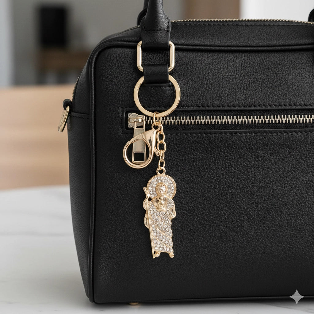 Sparkling 'Santa Muerte' Keychain Duo - Protection & Style