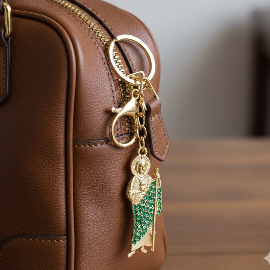 Sparkling Saint Jude Thaddeus Keychain - Patron of Lost Causes