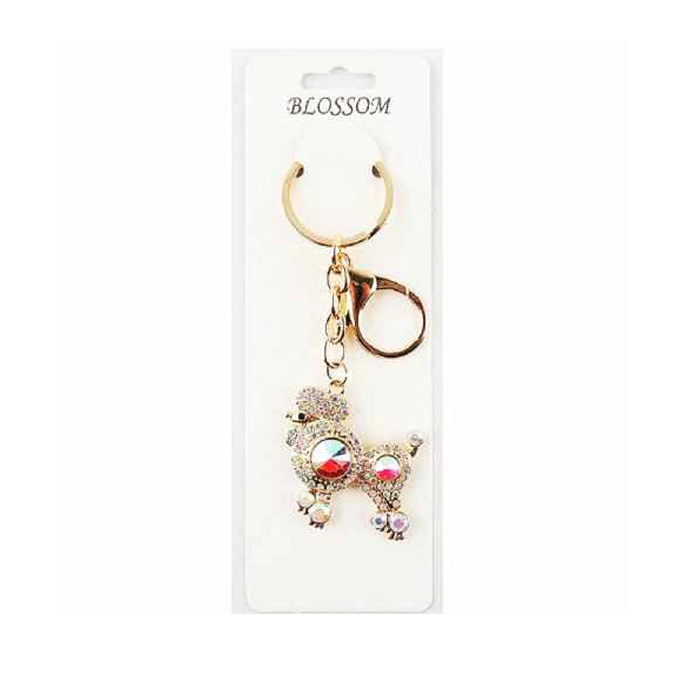 Sparkling Crystal Poodle Keyring – Elegant Dog Lover Gift & Decorative Purse Accessory (IKC-945)