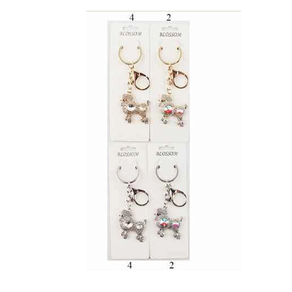 Sparkling Crystal Poodle Keyring – Elegant Dog Lover Gift & Decorative Purse Accessory (IKC-945)