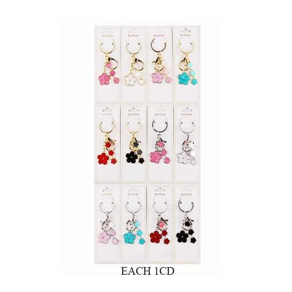 Floral Enamel Keychain & Bag Charm – Elegant Flower Dangle Accessory for Keys and Purses |  IKC-993