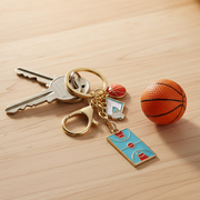 Basketball Charm Keychain Set – Enamel Court, Hoop & Ball Keyrings, Sport Theme Gifts for Basketball Lovers and Teams, Gold and Silver Finish (12-Piece Pack) (IKC-999)