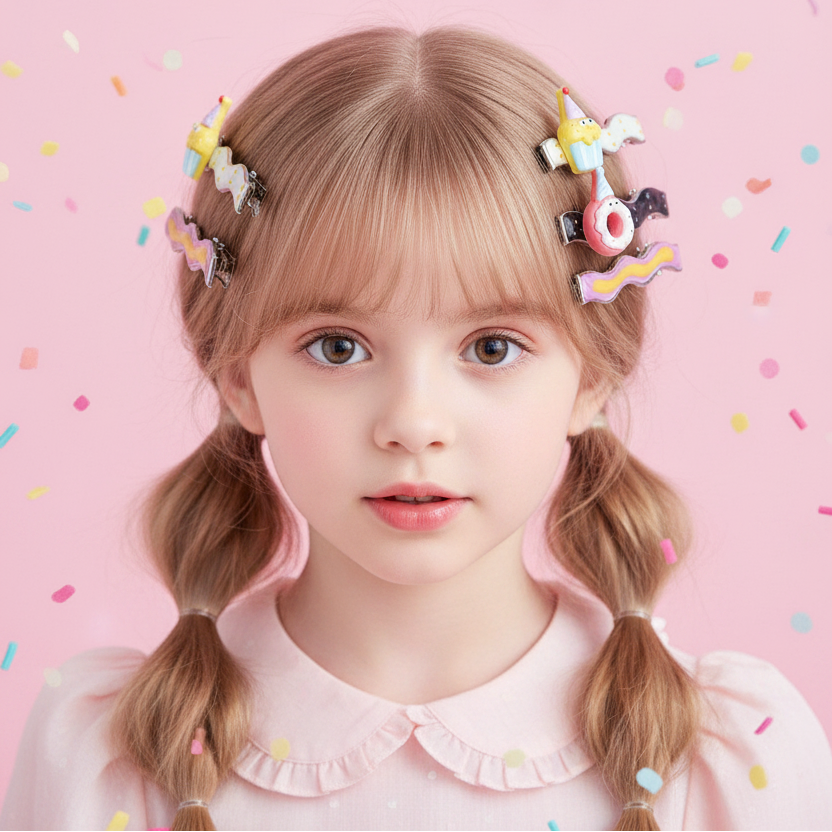 Cute Food Themed Wavy Hair Clips - 3 Piece Set (IKHP-027)