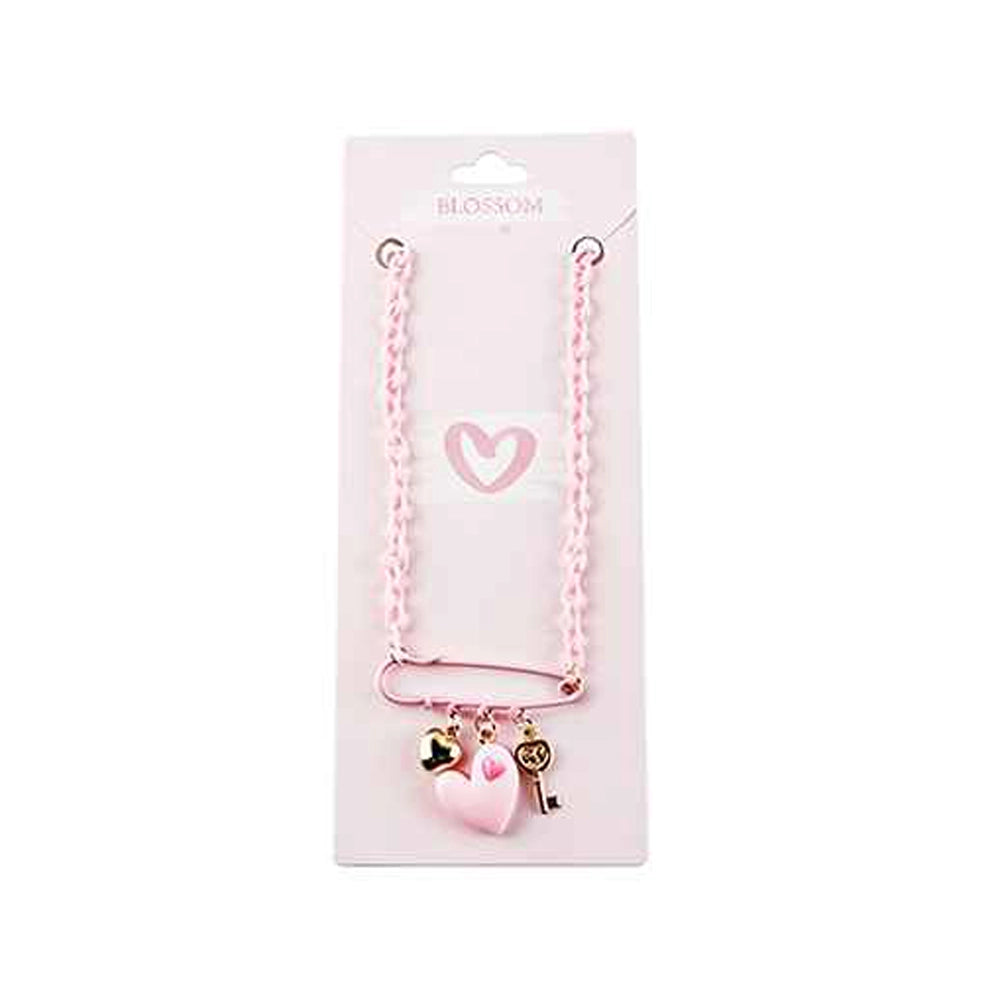 Pastel Heart & Key Charm Safety Pin Choker Necklace Set | 6-Piece Colorful Acrylic Link Chain Jewelry Set for Women & Girls | Y2K Aesthetic Fashion Accessories (IKNE-023)