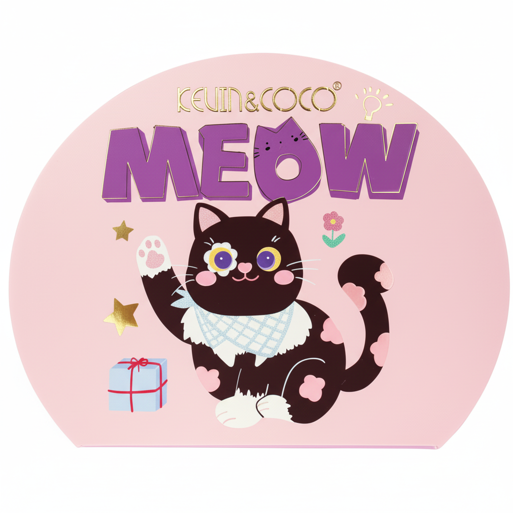 Kevin & Coco - MEOW Makeup Gift Set - Complete 6-Piece Cat-Themed Beauty Vault for Face, Eyes, & Lips