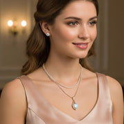 Enchanting Heart Crystal Layered Necklace & Stud Earrings Set