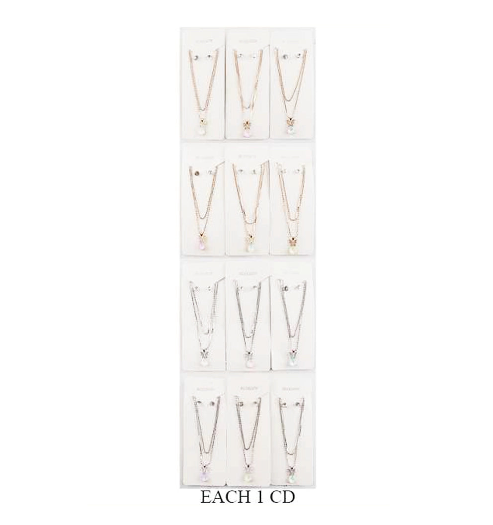 Butterfly & Pear Drop Rhinestone Jewelry Set (Necklace & Earrings)