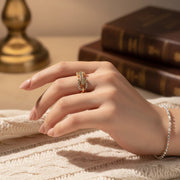Elegant Gold-Tone Chain Link Crystal Ring – Adjustable Fashion Statement (IRI-1004)