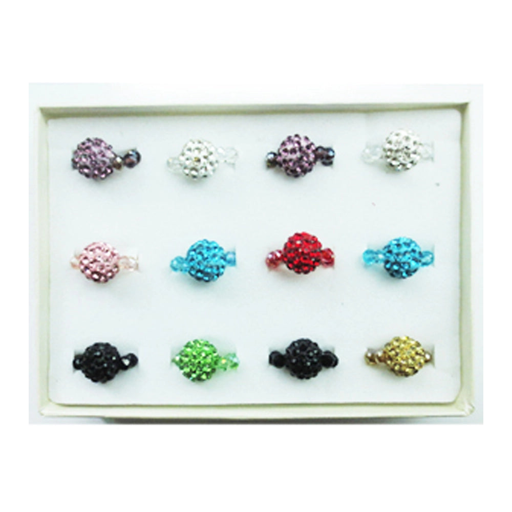 Dazzling Disco Ball Crystal Beaded Rings - Adjustable & Statement Set