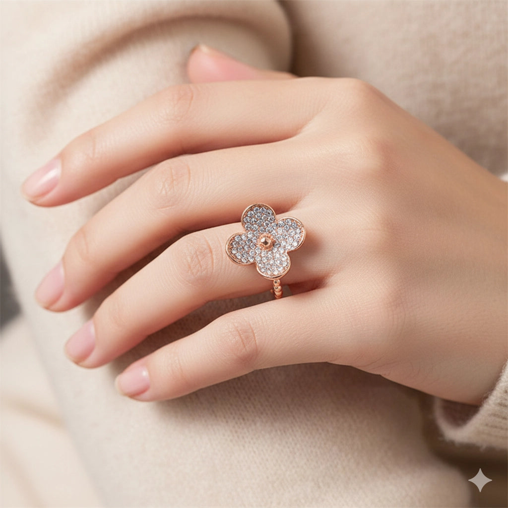 Unleash the Sparkle! Double Your Sales with Our 12-Piece Lucky Clover Pave Ring Assortment.