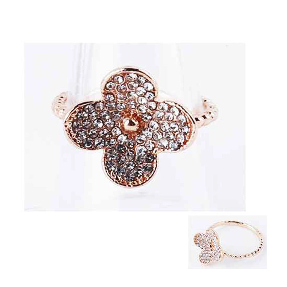 Unleash the Sparkle! Double Your Sales with Our 12-Piece Lucky Clover Pave Ring Assortment.