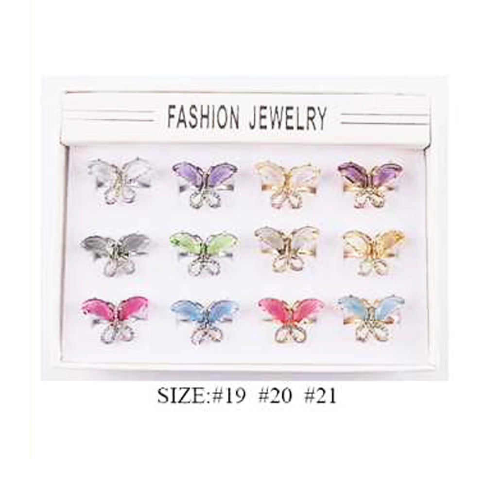 Multi Color Butterfly Statement Ring with Cubic Zirconia
