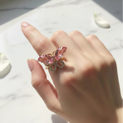 Multi Color Butterfly Statement Ring with Cubic Zirconia