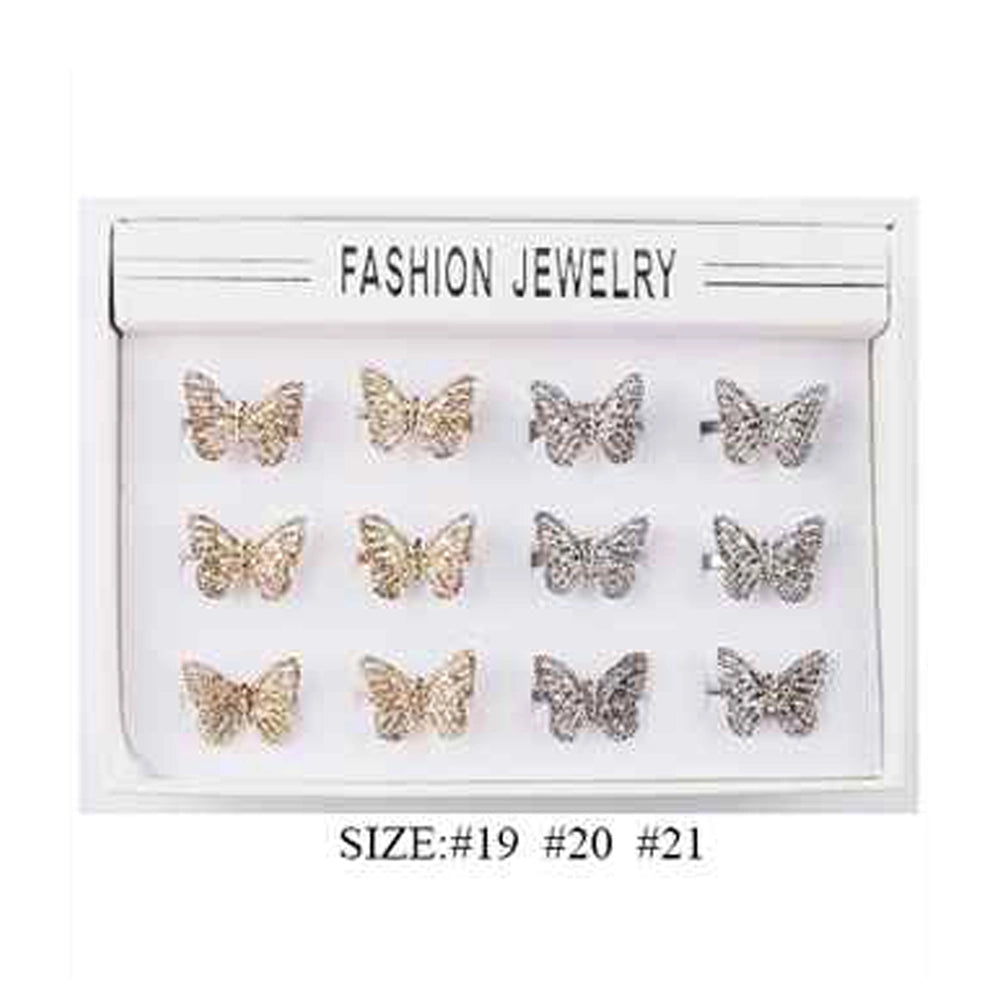 Dazzling Crystal Butterfly Rings Set - Wholesale Fashion Jewelry