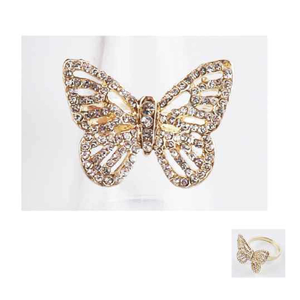 Dazzling Crystal Butterfly Rings Set - Wholesale Fashion Jewelry