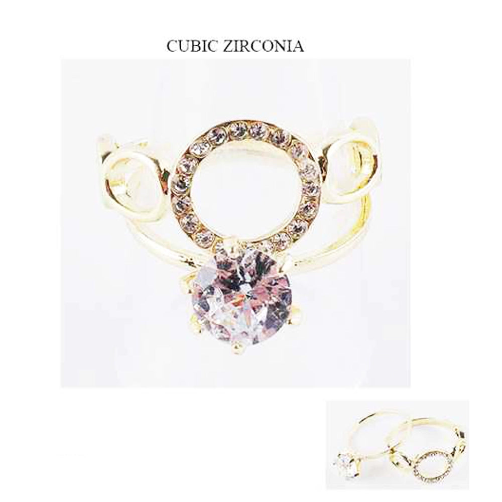 Dazzling Cubic Zirconia Gold-Toned Statement Rings