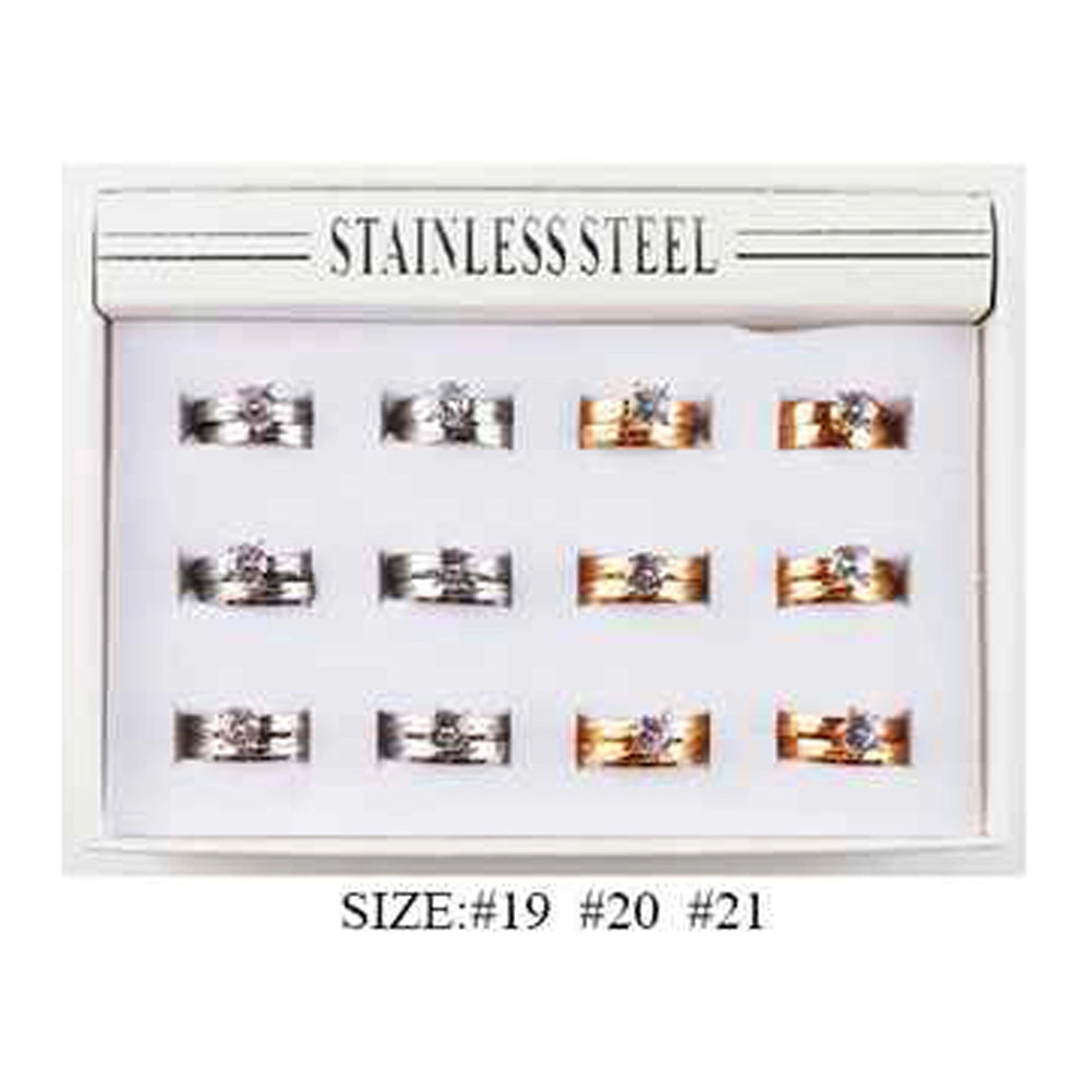 Tarnish-Proof Stainless Steel Rings | Gold-Toned CZ Solitaire & Band Sets