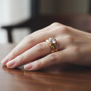 Tarnish-Proof Stainless Steel Rings | Gold-Toned CZ Solitaire & Band Sets