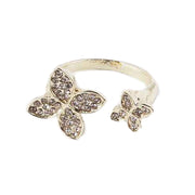 Dainty Crystal Butterfly Open Wrap Ring – Adjustable Statement Jewelry (IRI-962)