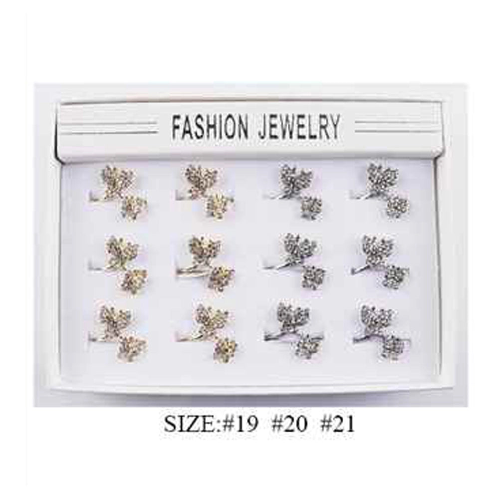 Dazzling Crystal Butterfly Ring Set - Adjustable Gold & Silver Tone