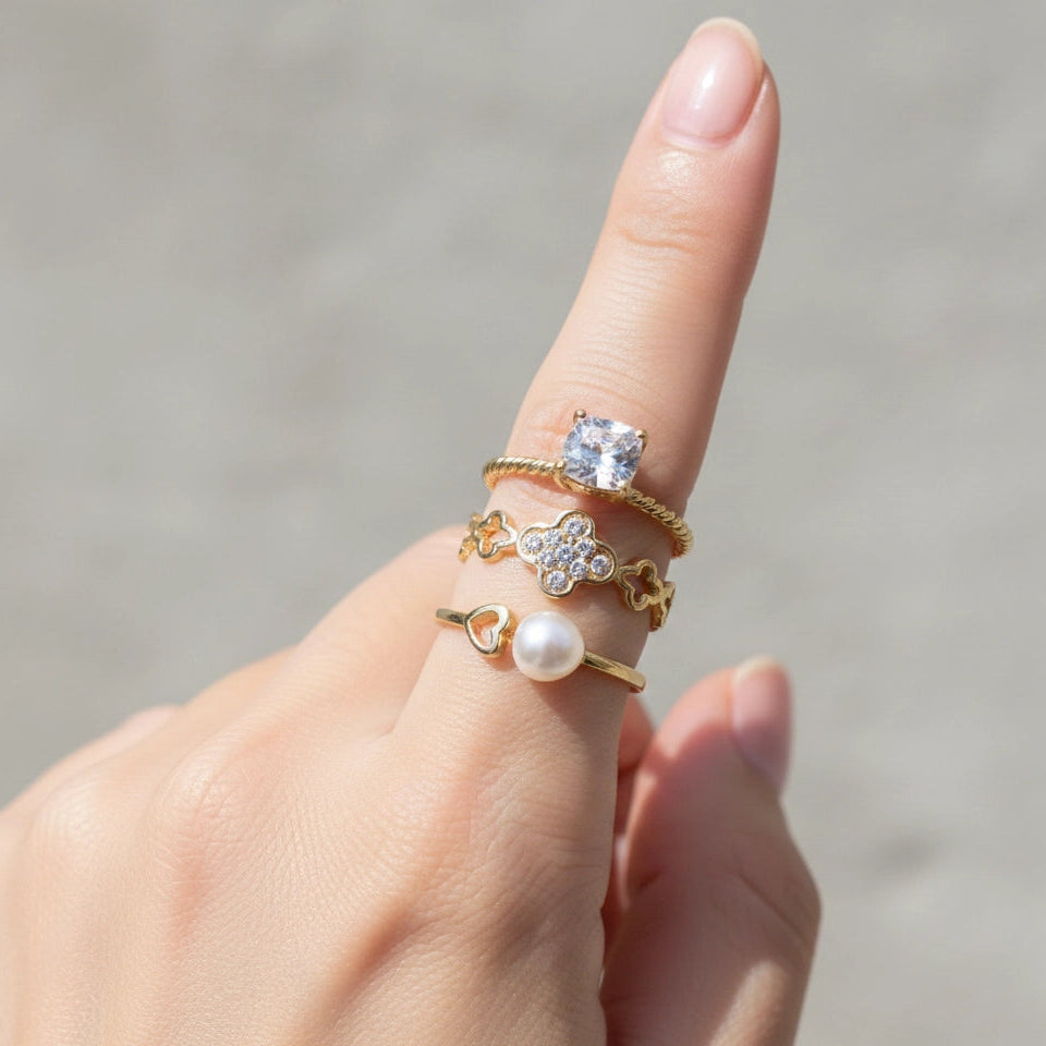 Dazzling 12-Piece Fashion Ring Set | Gold & Silver Rhinestone Stackable Jewelry