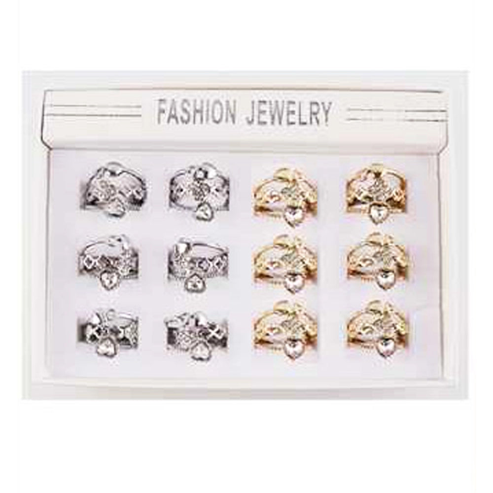 Dazzling 12-Piece Fashion Ring Set | Gold & Silver Rhinestone Stackable Jewelry