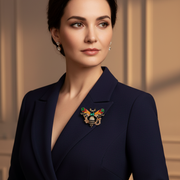 Crystal Rhinestone Bee Brooch Set with Dangle Chains – Vintage Insect Lapel Pin for Suit, Collar, & Dress Accessories (IRO-137)