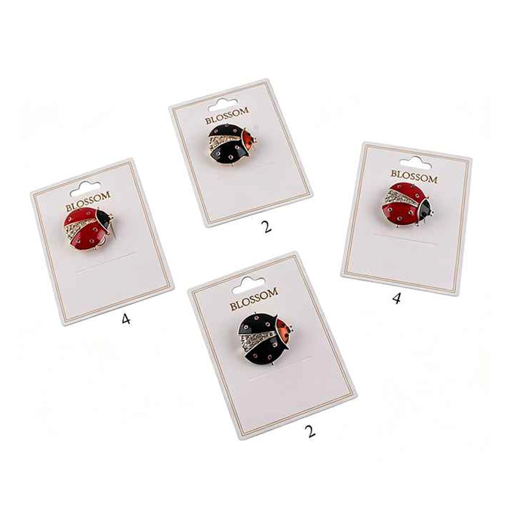 Crystal Enamel Ladybug Brooch Pin | Cute Insect Lapel Pin Jewelry for Women | Blossom Novelty Badge Accessory (IRO-139)