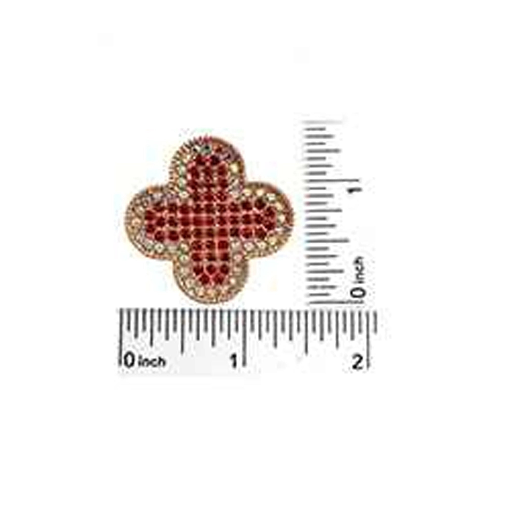 Sparkly Rhinestone Four-Leaf Clover Brooch Pins – Crystal Flower Motif Lapel Pin Set by Blossom (IRO-159)