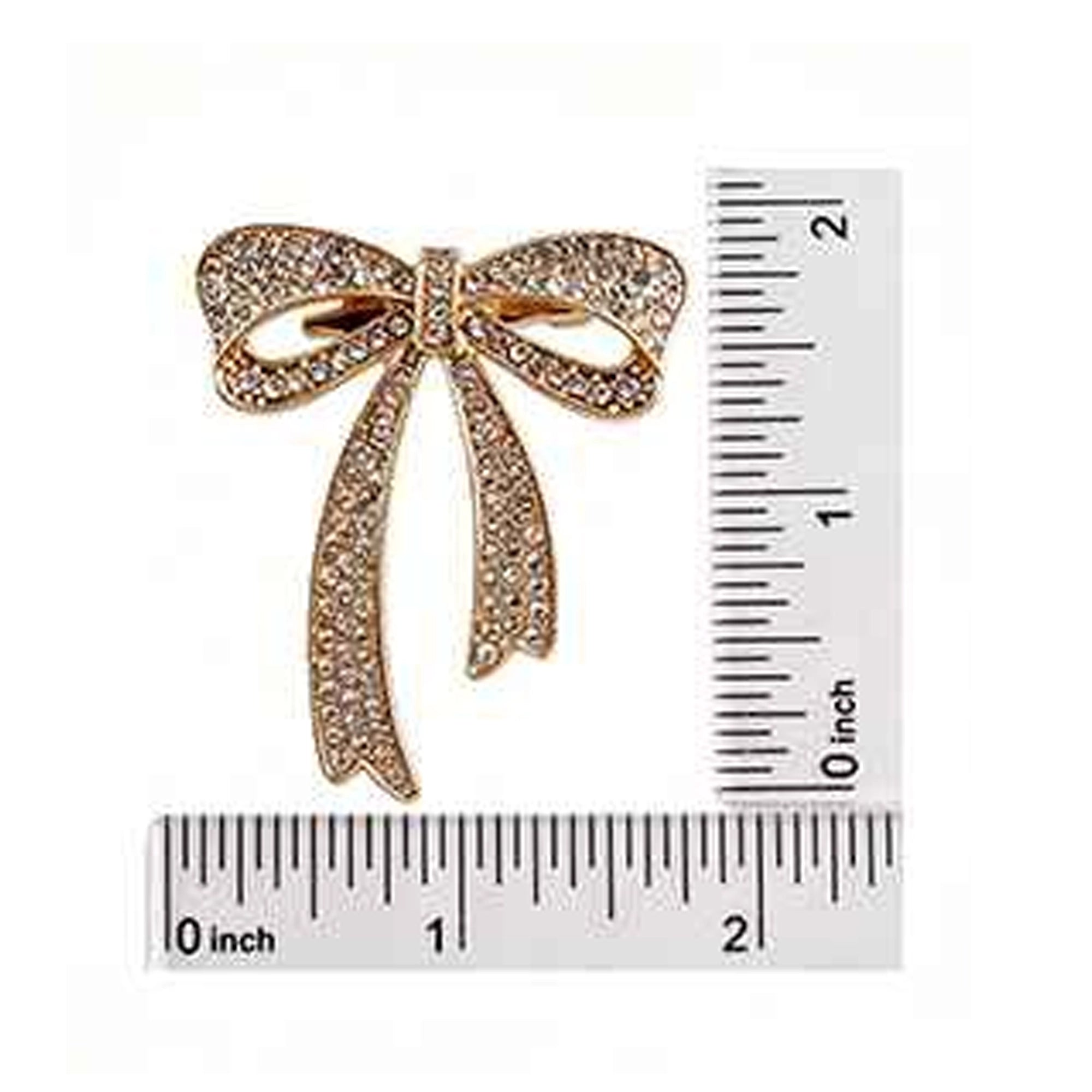 Elegant Crystal Rhinestone Bow Brooch Pin – Sparkly Ribbon Statement Jewelry Accent (6-Piece Wholesale Set) (IRO-160)