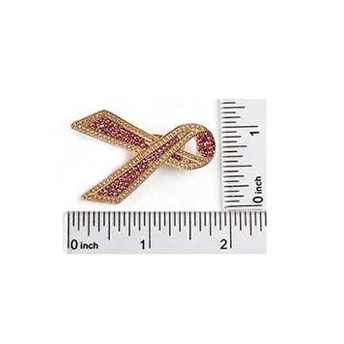 Pink Rhinestone Awareness Ribbon Brooch Pin Set – Gold & Silver Tone (12pc) (IRO-168)