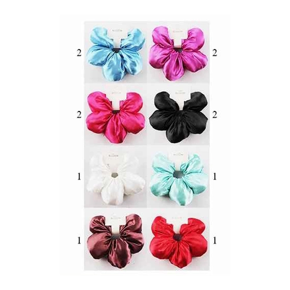 Oversized Magenta Satin Flower Scrunchie | Large Floral Petal Hair Tie for Women (ITW-201BT)