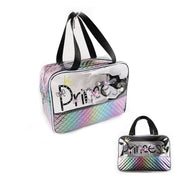 Iridescent "Princess" Quilted Travel Tote – Clear Waterproof Wet/Dry Makeup & Swim Bag (IWT-353BK)