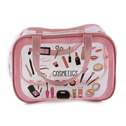 Large Pink Clear Cosmetic Bag - Waterproof Travel Makeup Organizer with Handles (IWT-360PK)
