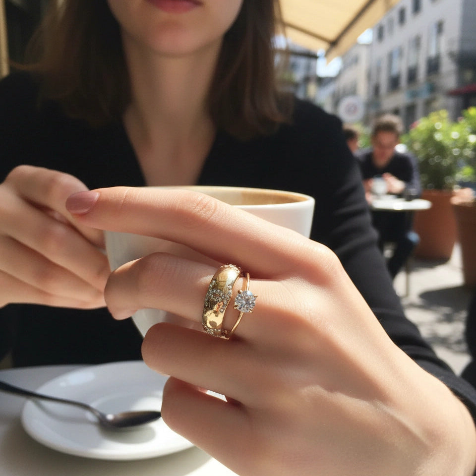 Dazzling Dozen: Wholesale 12-Piece Cubic Zirconia Fashion Ring Set (Gold & Silver Tone)